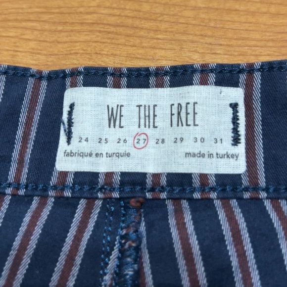 Free People Navy Blue Red Grey Striped High Waisted Skinny Ankle Pants Size 27 - Picture 4 of 11